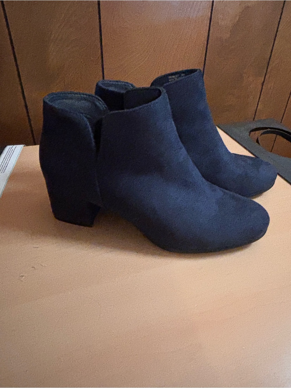 Kim Rogers Renley Women’s Navy Suede Ankle Booties - Classic Block Heel